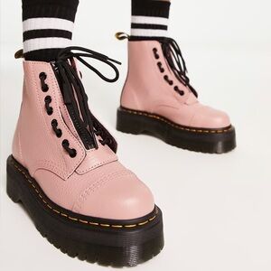 Dr. Martens Pink Leather Sinclair Platform Boots